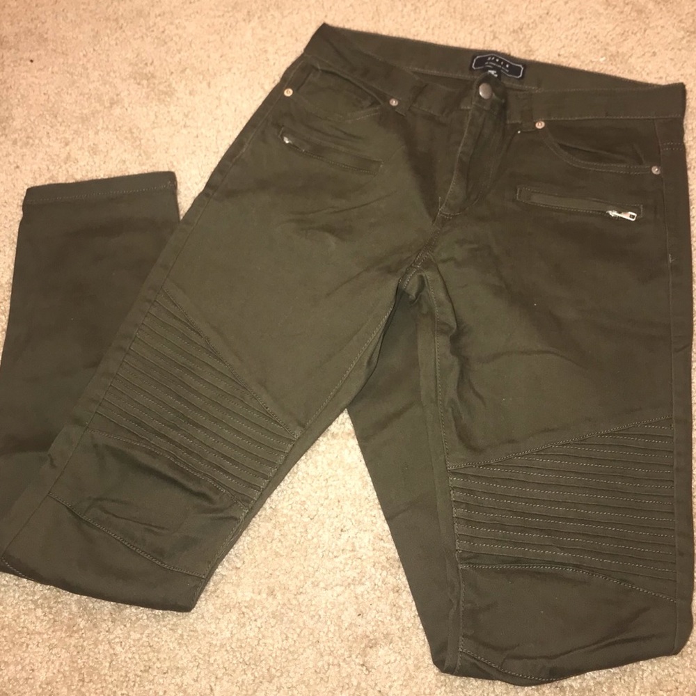 Mens olive moto pants